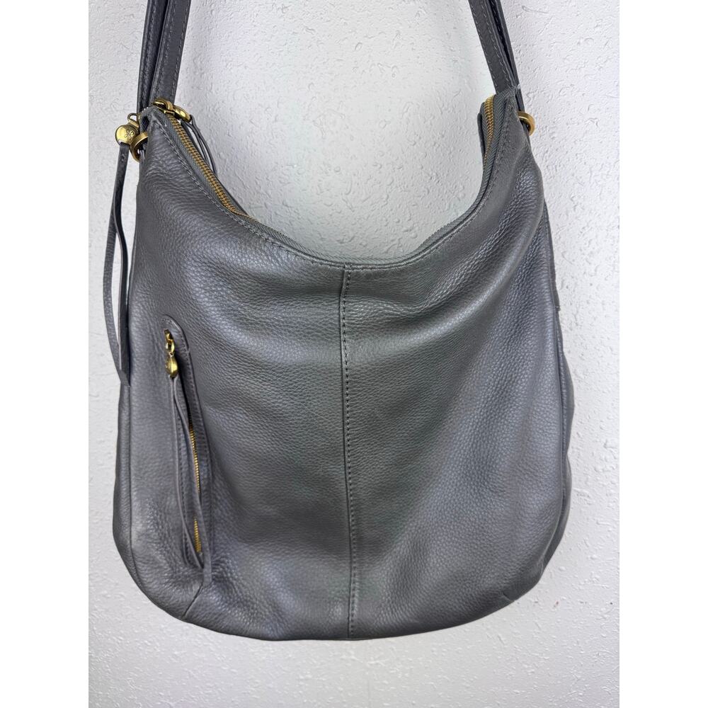HOBO Merrin Leather Bucket Backpack Convertible to Shoulder Bag Leather Gray